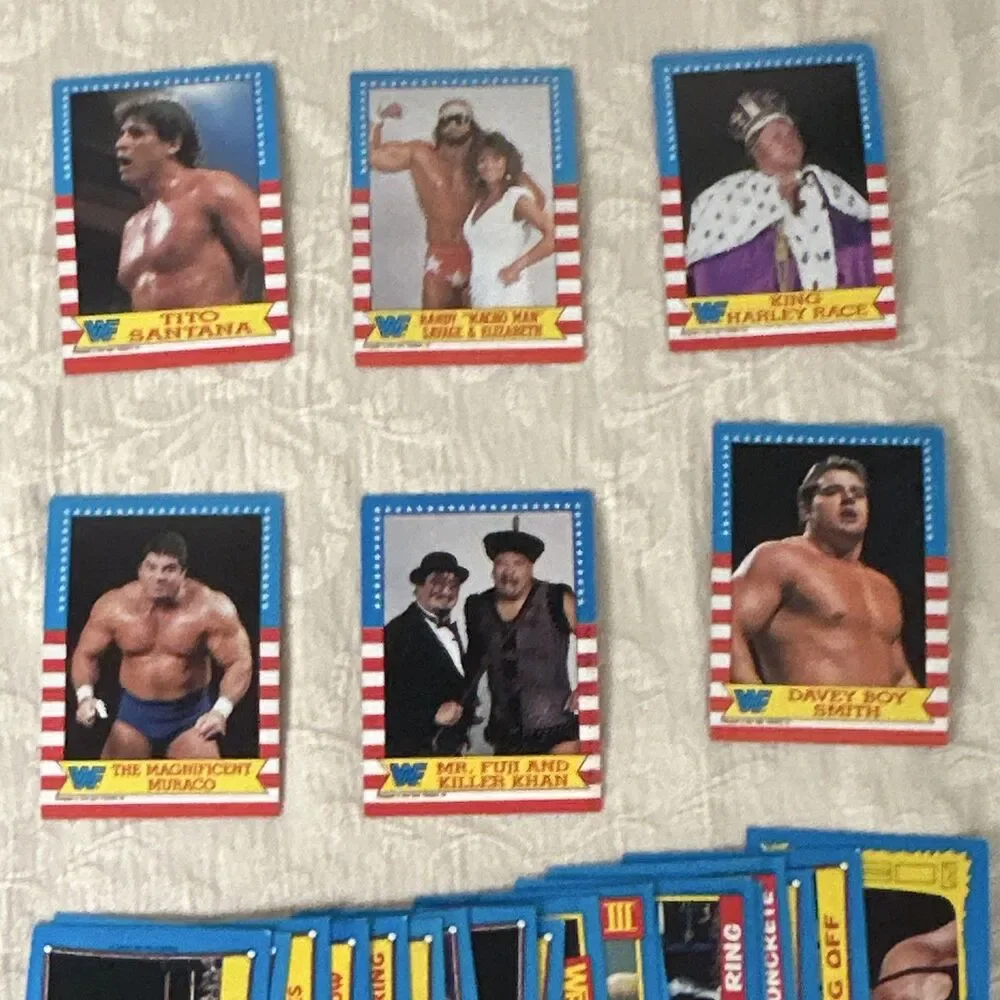Vintage 1987 Topps WWF Wrestling Card Lot - 36 Cards incl. Bret Hart Rookie #1